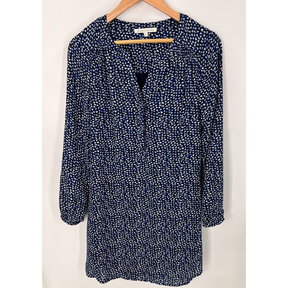 Daniel Rainn Hearts Print Shift Dress Long Sleeve Fully Lined Blue Women's Small - Picture 1 of 7